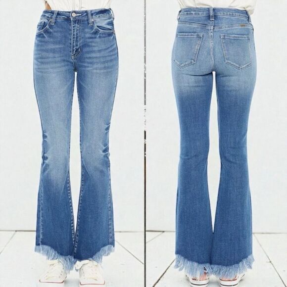 KanCan Denim - Kancan High Rise Ankle Bootcut Jeans Medium Wash Frayed Hem 13/30 NWT